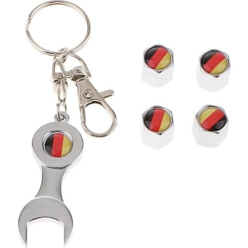 Car Wheel Tire Tyre Valve Stems Caps Air Cover +Wrench Keychain For BMW