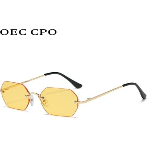 OEC CPO New Fashion Rimless Sunglasses Women Brand Designer Square Frameless Sun Glasses Ladies Colorful Shades Alloy Frame O973