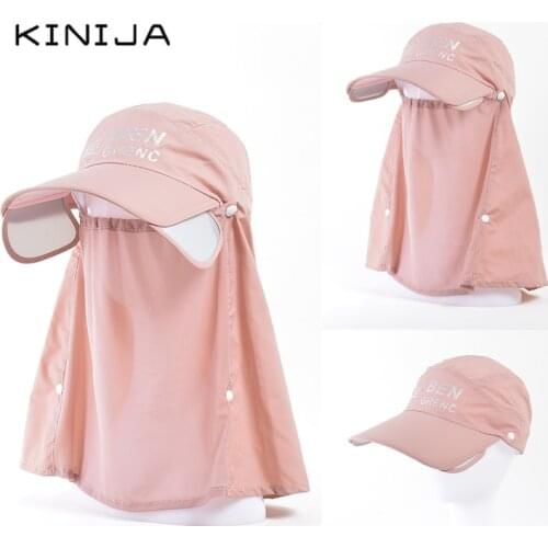 Retractable sun visor baseball cap outdoor cycling fishing hiking wide brim Velcro ponytail caps for men women uv protect hats