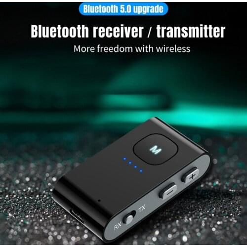 Bluetooth 5.0 Audio Receiver Transmitter 3.5Mm Jack Handsfree Wireless Power Display Adapter with Clip Support TF Card