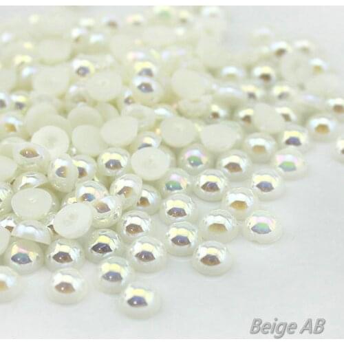 Wholesale!flatback AB White ABS imitation pearl beads Jewelry Accessories Phone Decoration Scrapbook Beads Wedding Dress DIY