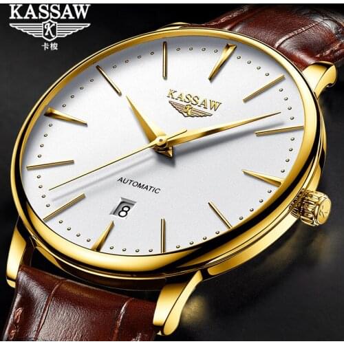 Mens Watch Mens Ultra-thin Simple Automatic Mechanical Watch Waterproof Hollow Business Watch Japanese Brand Movement