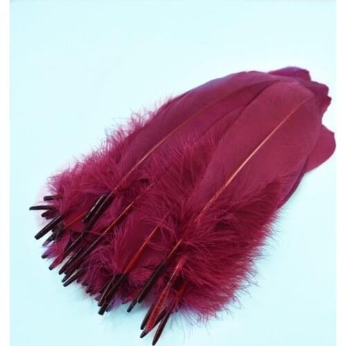 Wholesale Wine Red Color Goose Feathers for Jewelry Making Party Decorative 13-18cm DIY Crafts Feathers Home Accessories Plumes