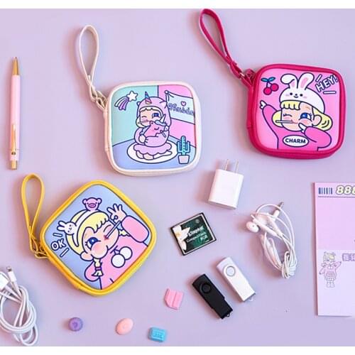 Travel Mini Kids Unicorn Coin Earphone Pocket Bag Protable Cute Digital USB Cable Charger Organizer Storage Bag Accessories Case