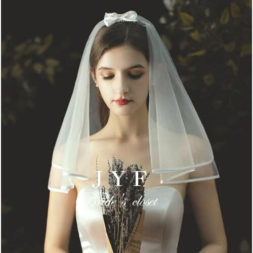 Travel photo props veil multi-layer pearl bow hair comb veil bridal photo headdress super fairy