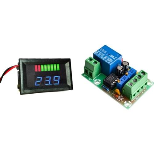 12V ACID Lead Battery Capacity Indicator Charge Level LED Tester & XH-M601 12V Battery Charging Control Protection Board
