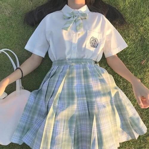 [Cedar] Japanese Girls Summer High Waist Pleated Skirts Sexy Cute Plaid Skirts Women Dress For JK School Uniform Students Clothe