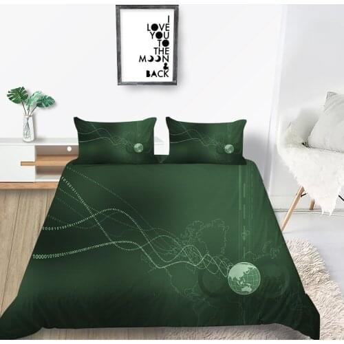 Data Bedding Set Earth Soft Creative 3D Techology Duvet Cover Green King Queen Twin Full Single Double Unique Design Bed Set