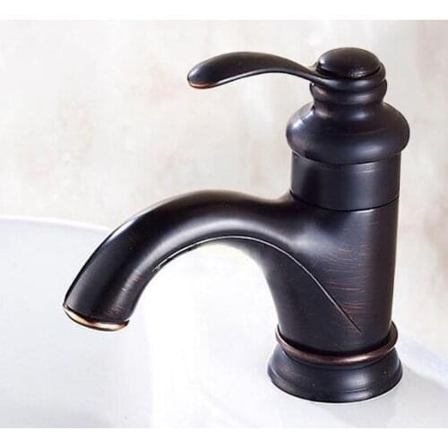Black Oil Rubbed Brass Single Handle Lever Bathroom Single hole Deck Mounted Faucet Vessel Sink Basin Mixer Tap anf065
