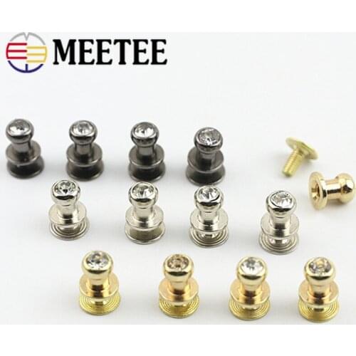 Meetee 10/20Pcs 6mm Copper Diamond Nipple Nail Screw Decoration Rivet Buckle Bag Strap Studs Button Belt Monk Head Nail Buckles