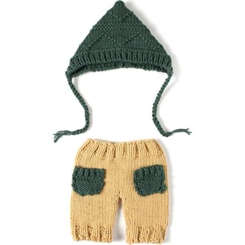 Newborn Baby Cute Crochet Knit Costume Prop Outfits Photography Baby Hat Pants B36E