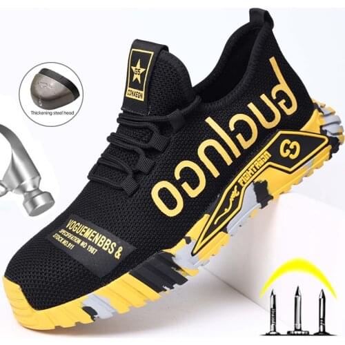 Fashion Safety Shoes With Steel Toe Cap Work Sneakers Men Indestructible Work Shoes Puncture-Proof Work Boots Safety Footwear