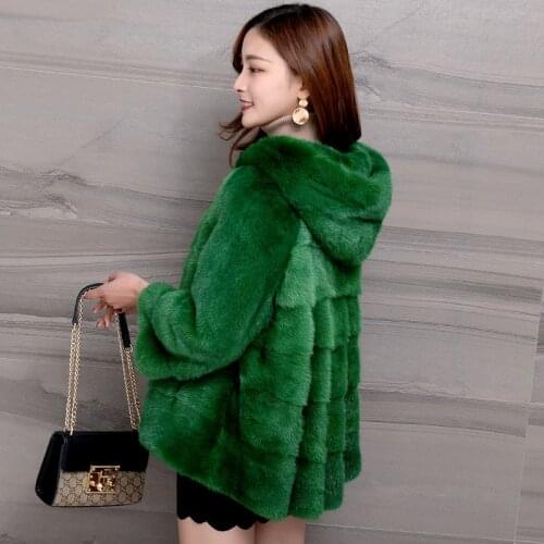 Mink fur coat whole fur coat short small 2019 womens clothing outerwear jacket coats new fashion hooded seven-point sleeve
