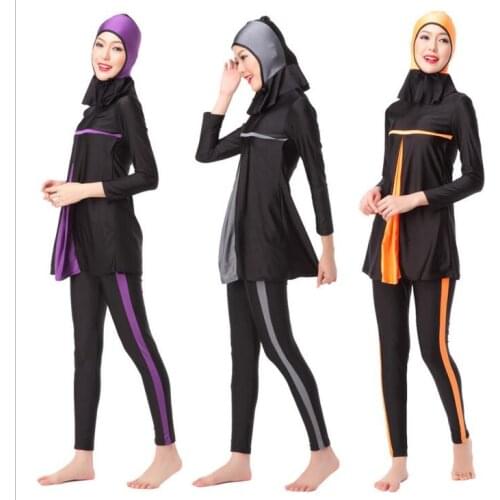 Whole Sale 10sets/lot Womens Islamic Muslim Full Cover Costumes Modest Swimwear Swimming Arab SwimmSuit 16 Patterns Size XS-XXXL