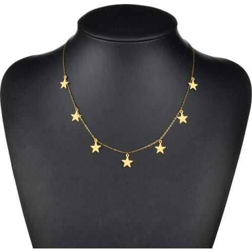 Stainless Steel Star Necklace for Women Pentagram Pattern Clavicle Chain 2020 New Style Chain Necklace Jewelry Wedding Gift