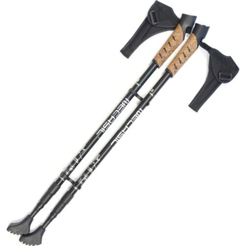 1/ 2Pcs Hiking Walking Sticks Anti Shock Trekking Poles Nordic Walking Cane Aluminum Telescopic Camping Hiking Poles Crutches