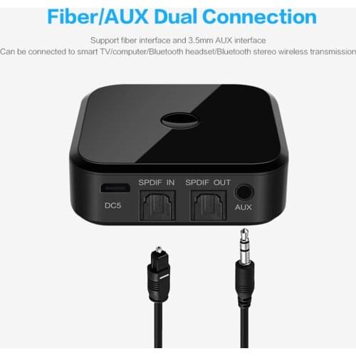 HOT Bluetooth 5.0 HD Audio Transmitter Receiver Supports 3.5mm AUX SPDIF Digital TV Wireless Adapter