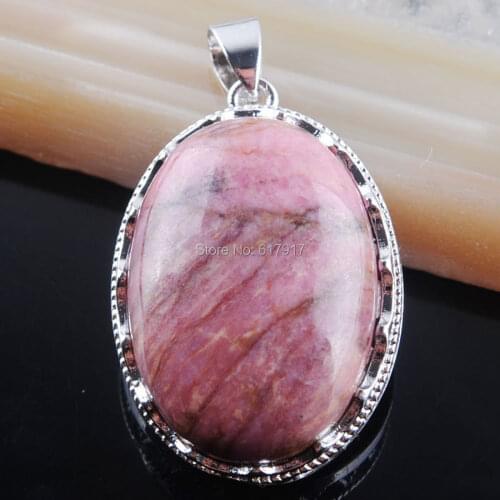 Free Shipping Natural Rhodochrosite Gem Stone Oval 21x28mm Bead Pendant 1PCS Jewelry TN3342