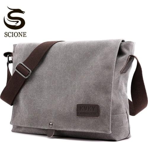 Men Casual Canvas Messenger Bag Vintage Large Crossbody Bags For Teenager Students Shoulder Bag Business Office Handbag XA119M