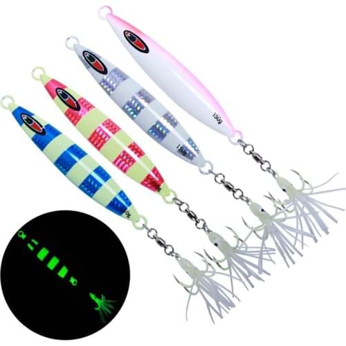Seafishing slow jigging lure luminous glow artificial matel jig lure 80g/100g/120g/150g/180g/200g big fish boat Fishing Pesca