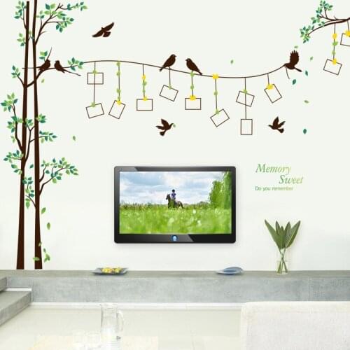 Birds on the Tree Picture Frame Wall Decal Home Decor Wallpaper Poster Headboard TV Background Wall Sticker Memory Sweet Quote
