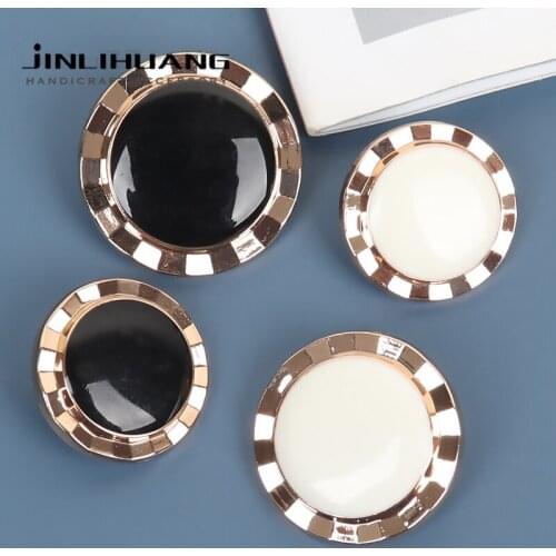 5pcs Black White Metal Suit Buttons Glossy Shine Shank For Cloth Decorative Buckle Coat Bag Garment Sweater Blazer Accessories