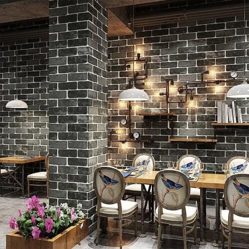 Gray Retro Nostalgic 3D Three Dimensional Non Self-adhesive Brick Wallpaper Imitatio Internet Cafe Bar Red Sticker Home Decor
