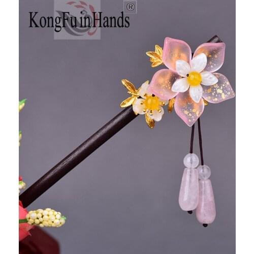 Chinese Style Hairpin Pink Tassel Pear Flower Headdress Retro Woman Hanfu Accessories Costume Props Classmate Graduation Gifts
