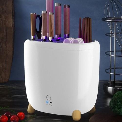 Sterilization Knife Holder Multifunctional UV Disinfect Rack Air-drying Knife Spoon Fork Drainer Intelligent Kitchen Sterilizer