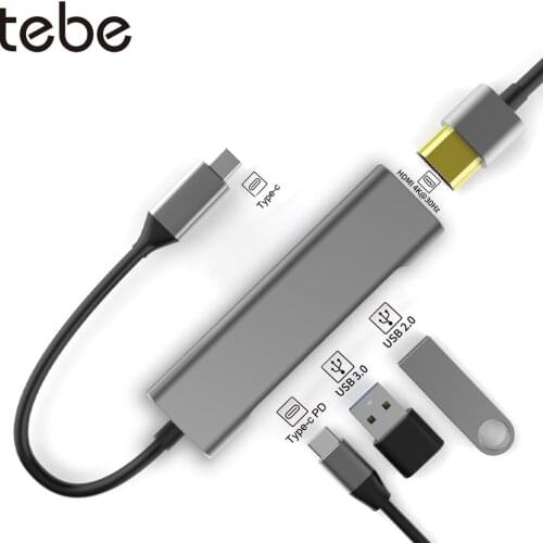 Tebe USB C Hub Type-c to 4K HDMI-Compatible USB 2.0/3.0 PD Fast Charger Splitter For Macbook Air Samsung USB Hub PC Accessories