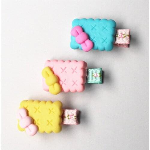 24pcs/lot Soft ceramics Pink Icecream with Colorful Bows Hairpins Hair Clips Cheap Headwear Wholesale Yellow Hair Clips Icecream