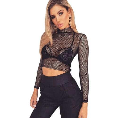 2019 Summer Fashion Mesh Fabric Translucent Solid T Shirt Women Floral Crop Top Femme Poleras De Mujer Camisetas Mujer