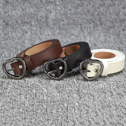 Women Casual Personality Pin Buckle Heart Shaped Fashion Solid Color Belt Female Clothing Accessories