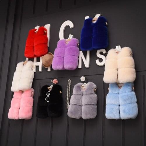 Waistcoats Girls Autumn Fashion Solid Color Vests Thick Warm Faux Vest V-neck Short Fur Colorful Vest for 3M-13T Tops Clothing