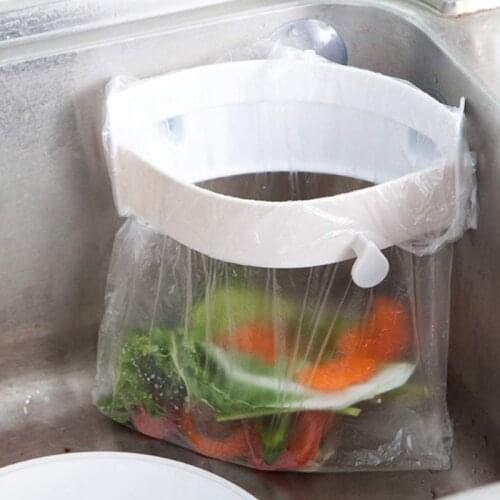 1pcs Kitchen Sink Trash Rubbish Bag Holder With 3 Sucker Suction Garbage Rack Storage Hanger