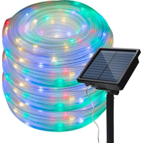 100 LED Solar Powered Light Strip String 12 Meter PVC Hard Tube Waterproof Christmas Fairy Lamp Outdoor Lighting
