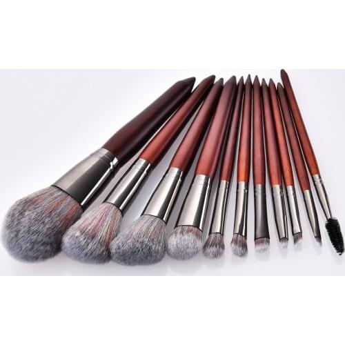 11Pcs Makeup Brushes Set Cosmetic Foundation Powder Blush Eye Shadow Lip Blend Wooden Make Up Brush Tool Kit Maquiagem