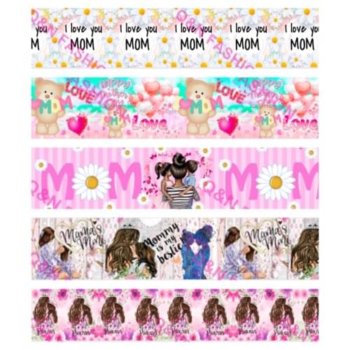16mm ~75mm Happy Mothers Day Printed Grosgrain/FOE Ribbon DIY Sewing Hair Bows Gifts Craft Supplies Bow Decoration Hand Made