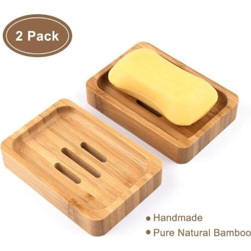 2Pcs Wooden Bamboo Soap Dish Soap Tray Holder Storage Soap Rack Container for Bath Shower Bathroom Product