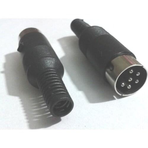 200pcs 6 Pin DIN male Plug Cable Connector with Plastic Handle New