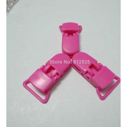 25pcs 3/4" 20mm Wide Hot Pink Color Kam Plastic Pacifier Clips