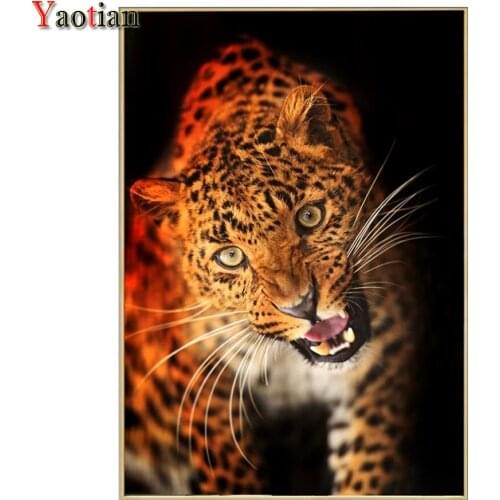 5D Full Square DIY Diamond Embroidery Mosaic Wild Animal Ferocious Leopard Diamond Painting by Numbers Cross Stitch