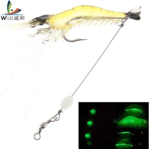7.5cm 6.6g 3 Colors 1PCS Luminous Fishing Soft Lure Artificial Highly Simulated Shrimp Soft Plastic Fishing Bait