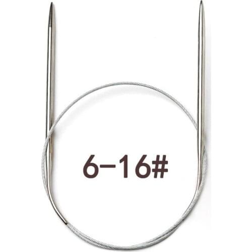 80cm Stainless Steel Circular Knitting Needles Silver Color Weaving Pins Scarf Sweater Yarn Sewing Needlework Tools Multi-size