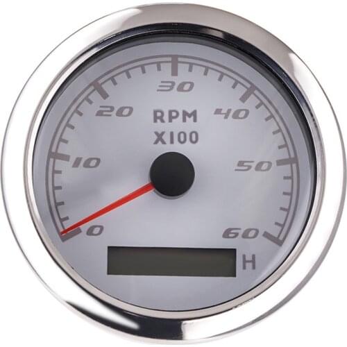 85mm Car Boat Tacho Sensor Marine Tacho Meter with LCD Hourmeter 3000 4000 6000 8000 RPM Tachometer 12V/24V With Red Backlight