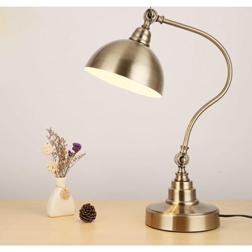 American table lamp antique copper table lights bedroom bedside study lamp adjustable country retro Eye lamp reading lamp zzp73