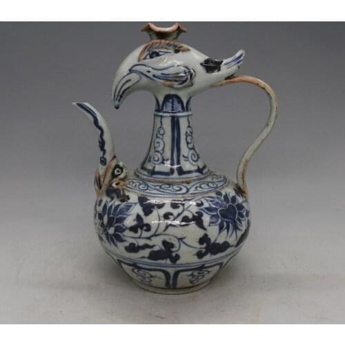 Antique YuanDynasty porcelain bottle,Blue and White Flower Pot,Hand-painted rafts,collectio &adornment,Free shipping