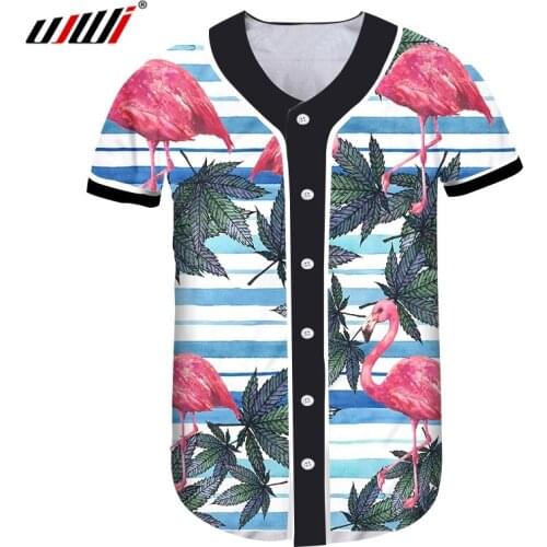 UJWI 3D Printed Animal Leaf crane Baseball Shirt Mens Spandex Clothing New Arrivals Tshirt Chinese Style Man T-shirt