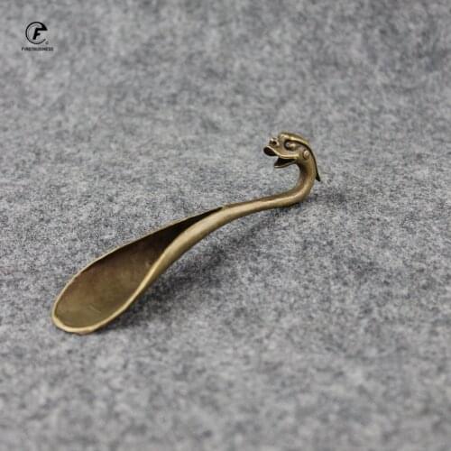 Tea Spoon Copper Luckly Pixiu Manual Exquisite Tea Scoops Teaspoon Teaware Accessories Tea Shovel for Home Teahouse Office
