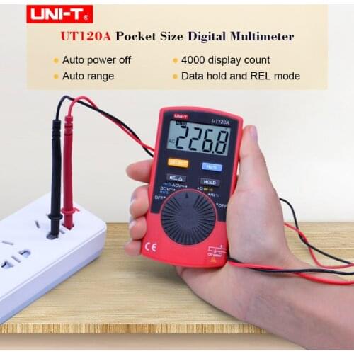 Mini Digital Multimeter UNI-T UT120A LCD Pocket Size Auto Range Multimeter AC DC voltmeter ohmmeter Frequency meter 4000 count